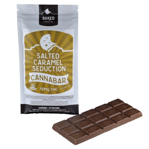 Baked Edibles – Chocolate Bar – Salted Caramel Seduction 75mg THC | MMJ Express Canada