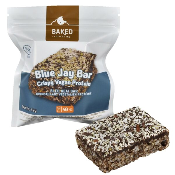 Baked Edibles – Crispy Vegan Blue Jay Bar 40mg THC | MMJ Express Canada