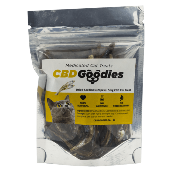 CBD Goodies – Medicated Cat Treats – Dried Sardines – 100mg CBD | MMJ Express Canada