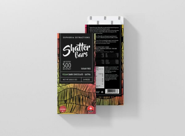 Euphoria Extractions – Shatter Bars – Vegan Dark Chocolate (Sugar Free) – Sativa – 500mg THC | MMJ Express Canada