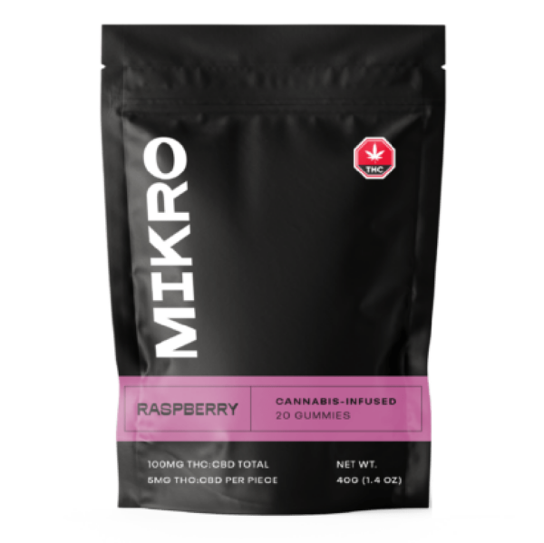Mikro – 1:1 THC/CBD Gummies – 100mg – Raspberry | MMJ Express Canada