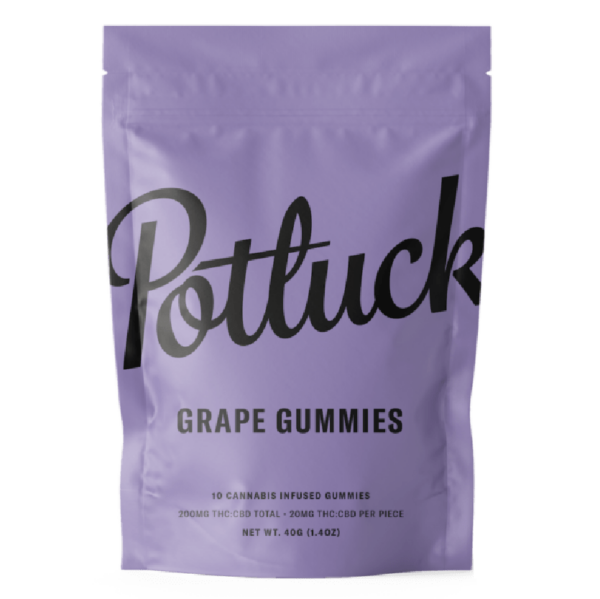 Potluck Extracts – Grape Gummies (1:1) – 100mg THC / 100mg CBD | MMJ Express Canada