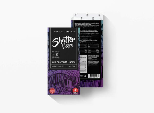 Euphoria Extractions – 500mg Shatter Bars – Milk Chocolate (Indica) | MMJ Express Canada