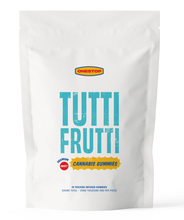 OneStop – Tutti Frutti 1:1 Gummies – 250mg THC / 250mg CBD | MMJ Express Canada